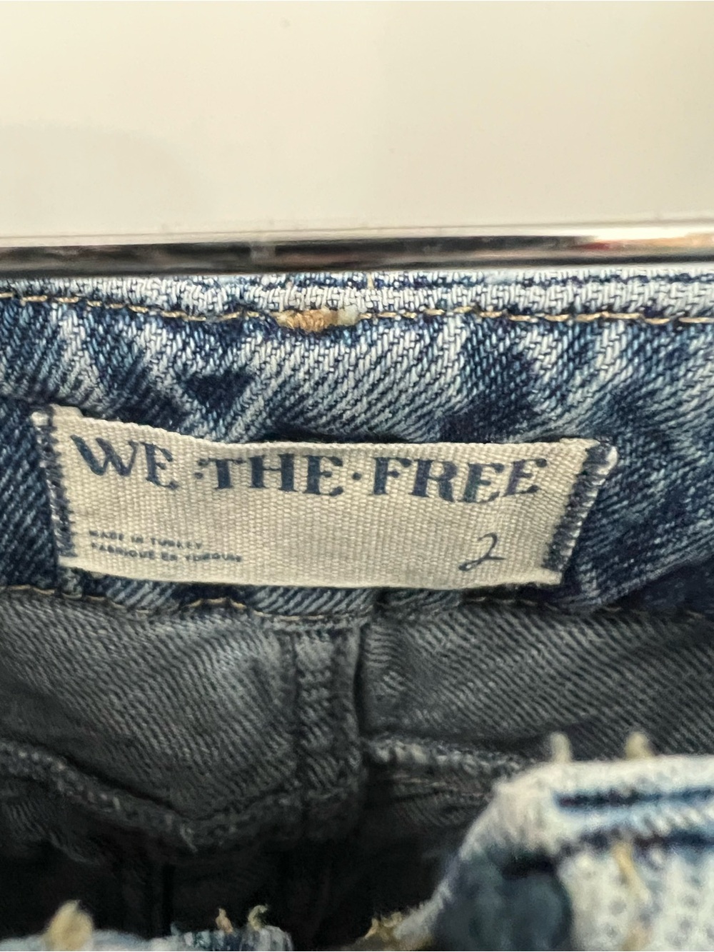 Free People Emmy Denim Faux Wrap Mini Skort with Side Tie - Picture 7 of 12